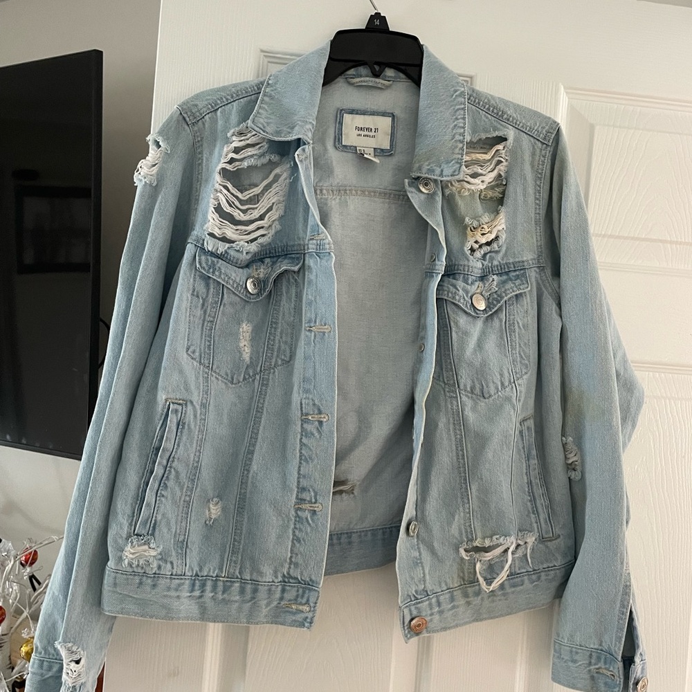 Blue Ripped Jean Jacket